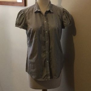 Gap Cotton Navy and White Striped Short Sleeved